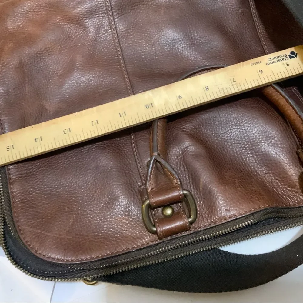 Fossil Briefcase Mens Brown Leather Bag Laptop Messenger